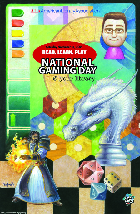 Poster created for ALA's National Gaming Day @ Your Library 2009
