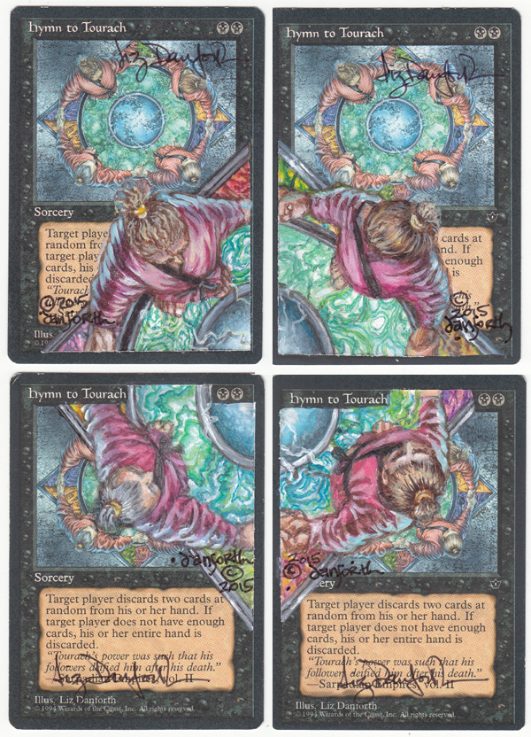 Hymn to Tourach, cards, original art, card alteration, Magic, Magic the Gathering, MtG