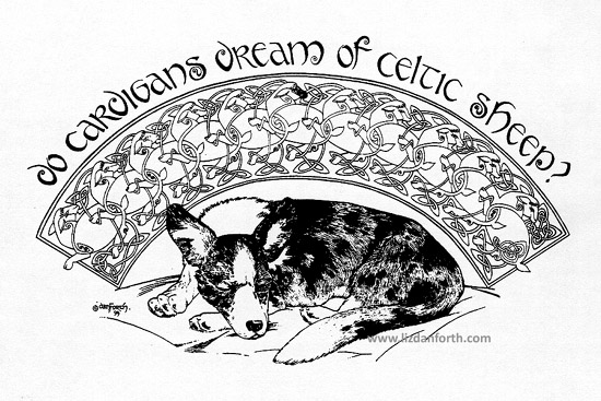 I combined three things I loved in one picture: Celtic knotwork, Cardigan Welsh Corgis, and a nod to one of the most memorable science fiction novels (and movies) ever created. This remains one of my favorite T-shirt designs.