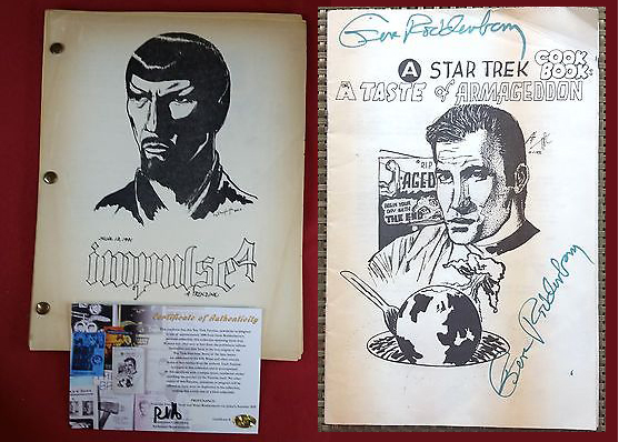 Another of the pictures of our zine on the Terapeak site has a paperclipped note written by Roddenberry commenting on an article on Vulcan linguistics, and its (probable in-)suitability to be worked into the shows. He not only collected and kept the zines sent to him, evidently he opened and read through them too! I found these pics and others on a website about fanzines from Roddenberry's personal collection.