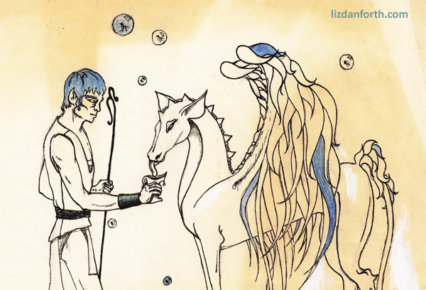 Dragon? Pegasus? Elfish Vulcan or Vulcanish elf? And what are those insectoid things in the bubbles anyway? Early 1971