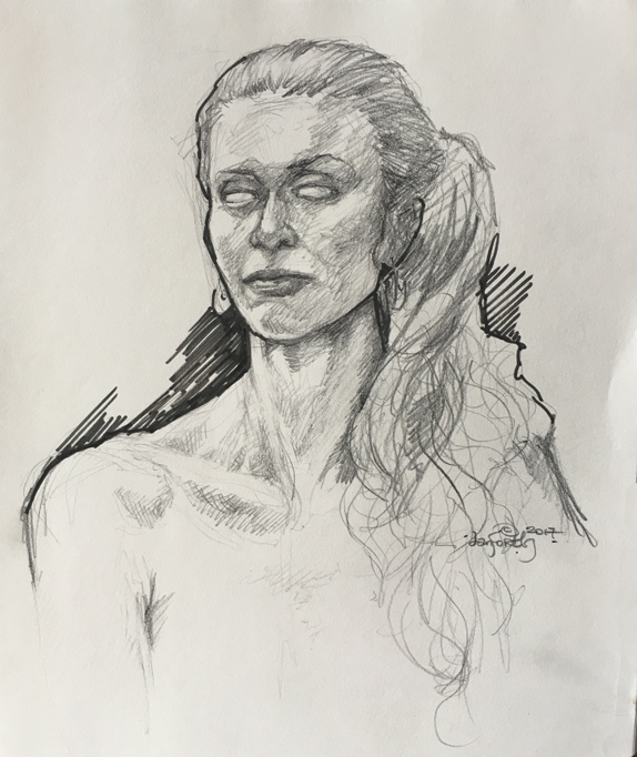 woman, model, life drawing, sketch, original art